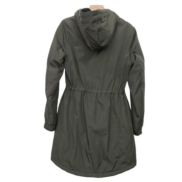 Lucky Brand Softshell Hooded Long Jacket Womens Small Green Sherpa Inside Zip Up - Picture 7 of 11